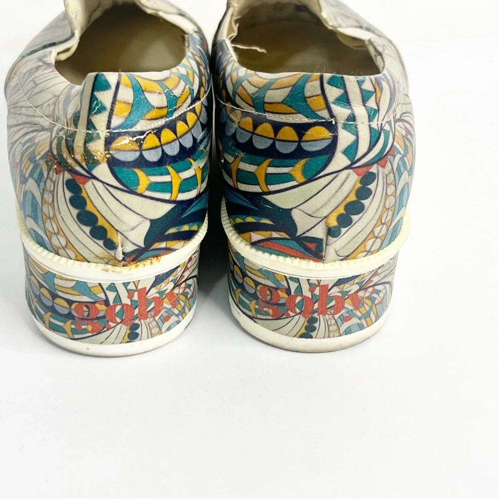 GOBY Blue Feather Lion‎ Slip-On Sneakers